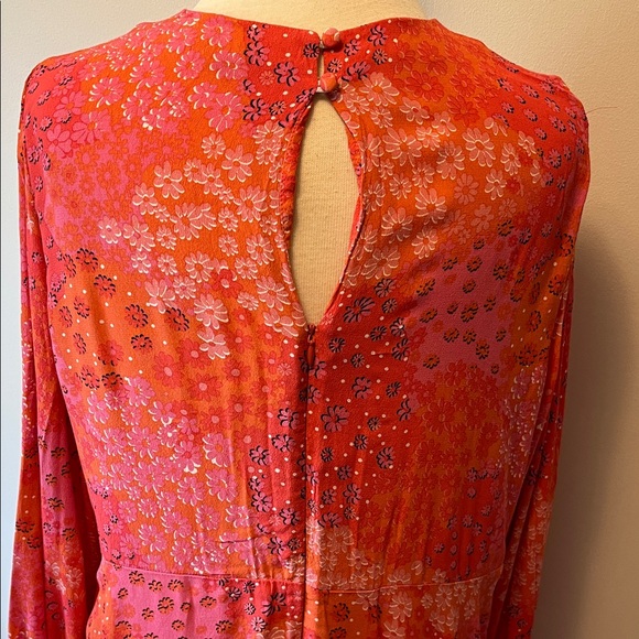 Oliver Bonas Vibrant Floral Long Sleeve Dress Size 14 - Picture 3 of 12